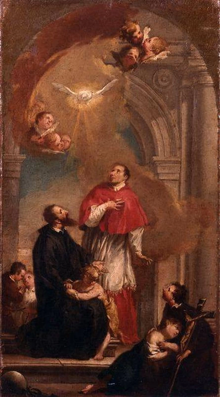  109-Sante Cattaneo-San Carlo e San Girolamo in adorazione dello Spirito Santo - bozzeto 